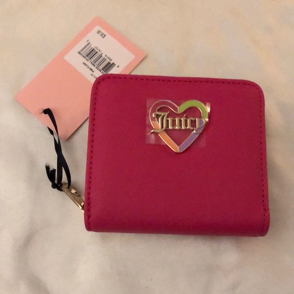Juicy Couture Pink Flash Faux Leather Love Mode Small Zip Around Wallet NWT - Picture 2 of 16